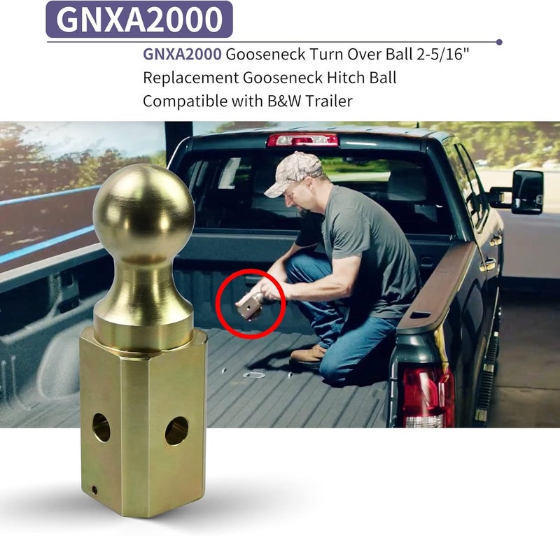 Vsttar GNXA2000 Gooseneck Ball Hitch Tum Over Ball| 2-5/16" Gooseneck Tow-Hitch Ball |30000lbs Load Capacity |Ball Gooseneck Replacement Compatible with B&W Trailer Hitches Part Number GNXA2000 - Image 2